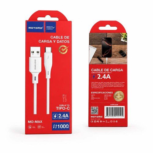 Cable Motomo Mo-max 2.4a 1000mm Tipo C Color Blanco