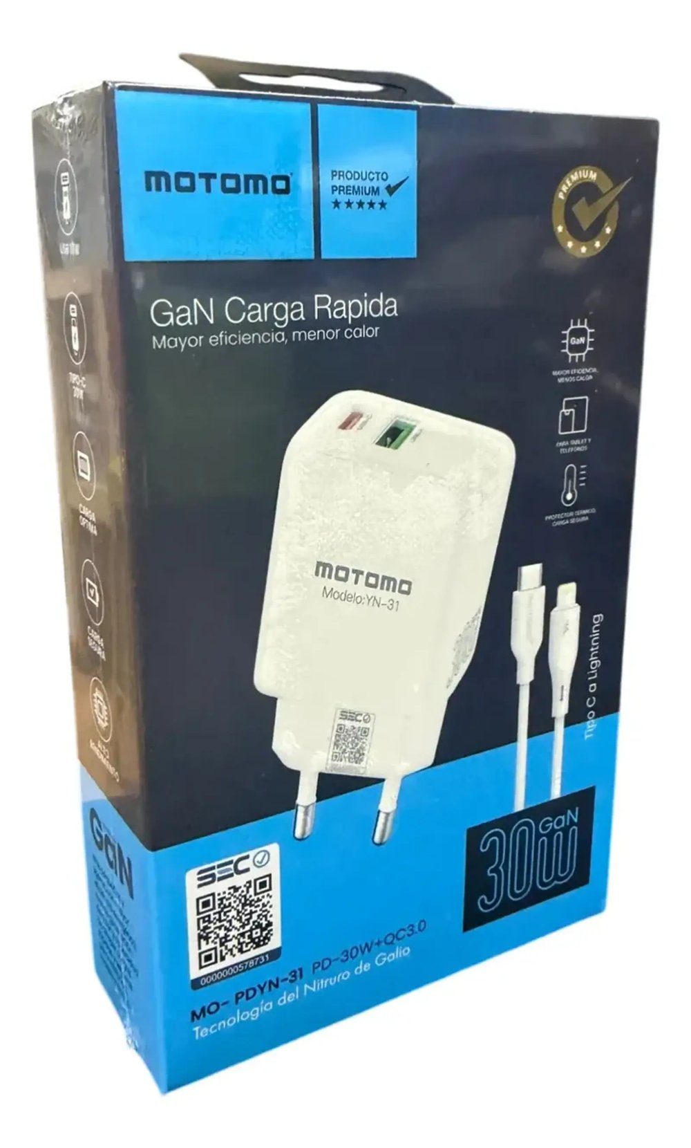 CARGADOR MOTOMO TIPO C A IPHONE, 30W 