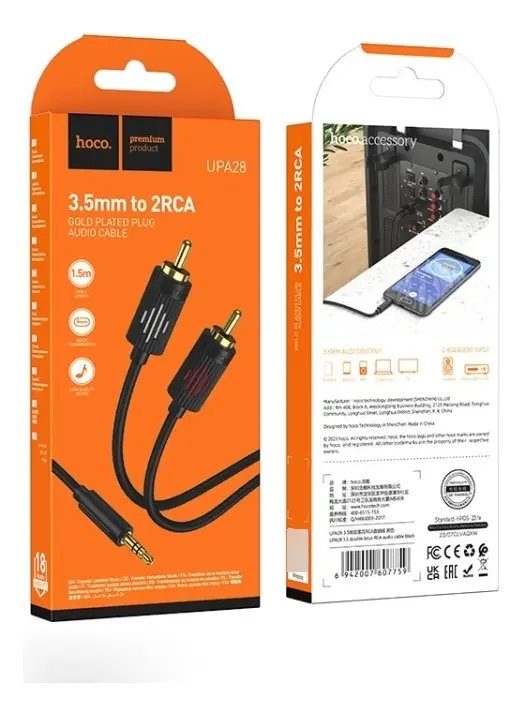 CABLE HOCO RCA A JACK 3,5MM 2X1 1,5M UPA28