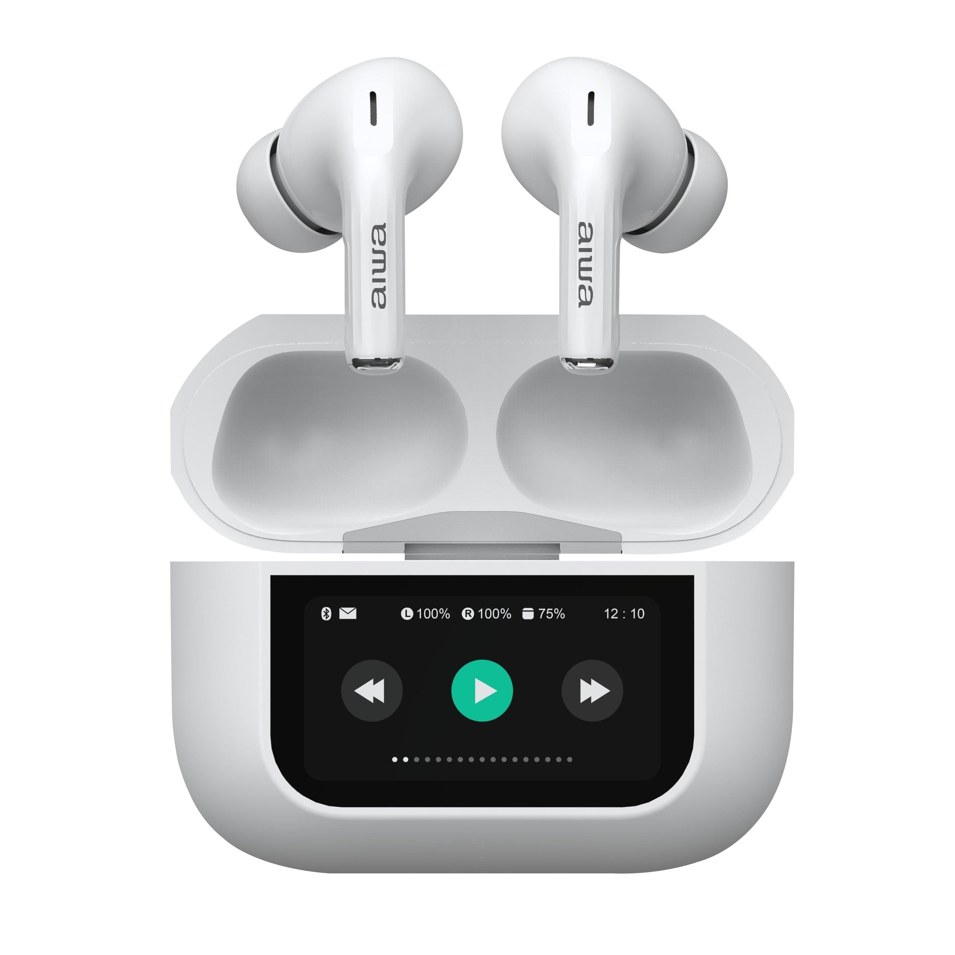 Audífonos Aiwa In Ear Pantalla Táctil Bluetooth AW-TWSGPROW Blanco